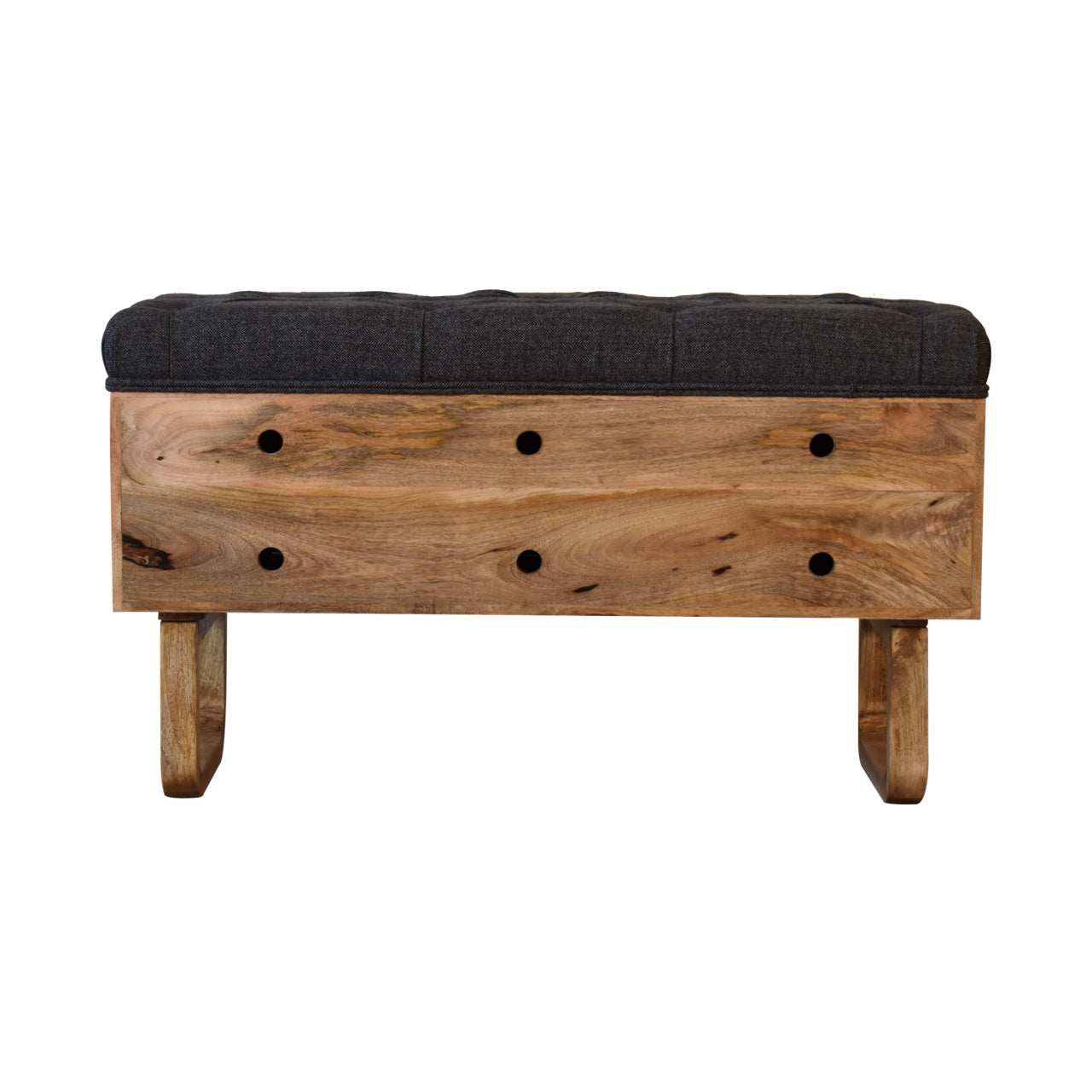 bulk U-Shape Diamond Carved Black Tweed Storage Bench for resale