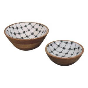 2x Lacquered Flower Bowl Set, D25cm x H10cm x W25cm
