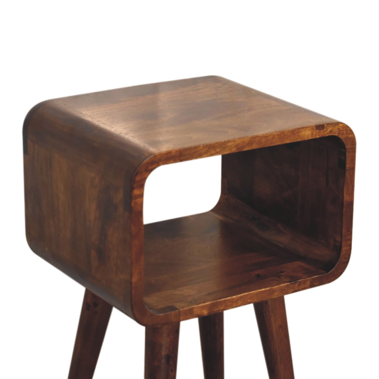 Mini Chestnut Curved Open Bedside for resell