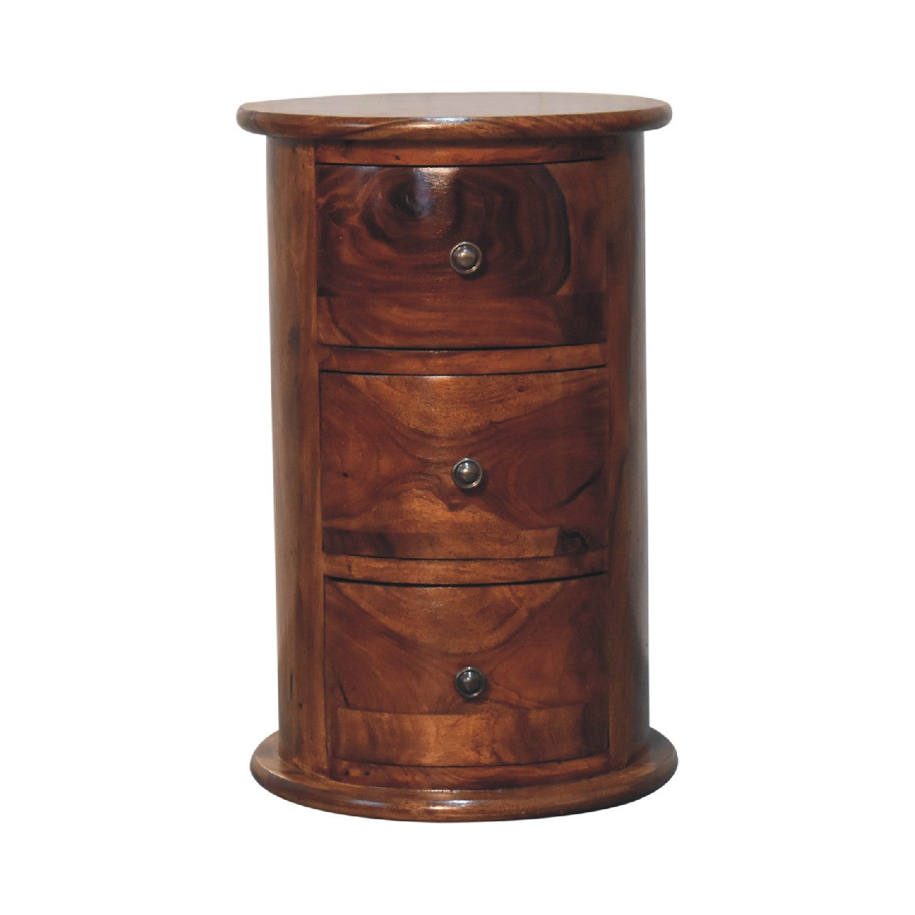 3 Drawer Chestnut Sheesham Drum-0