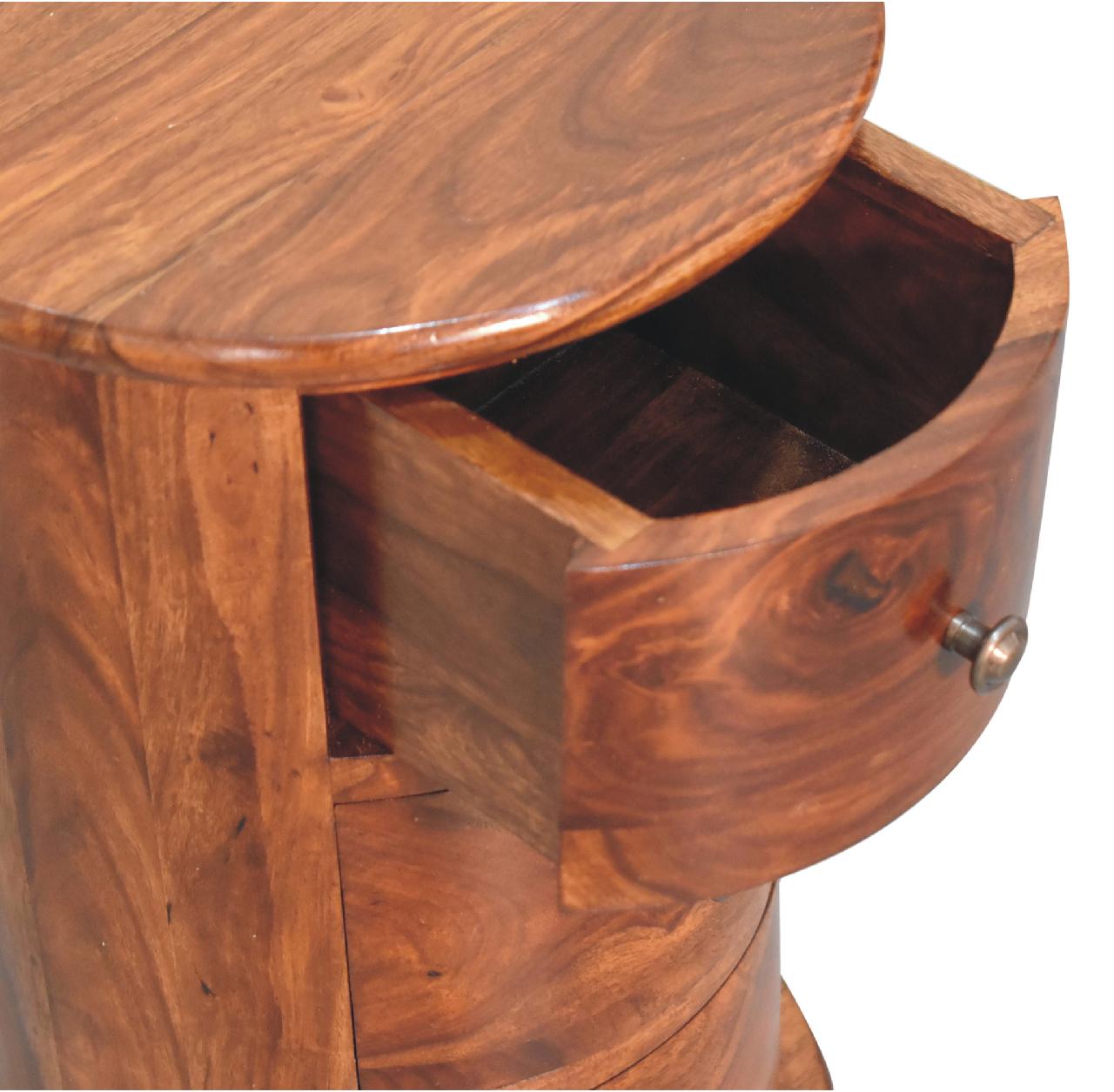 3 Drawer Chestnut Sheesham Drum-6