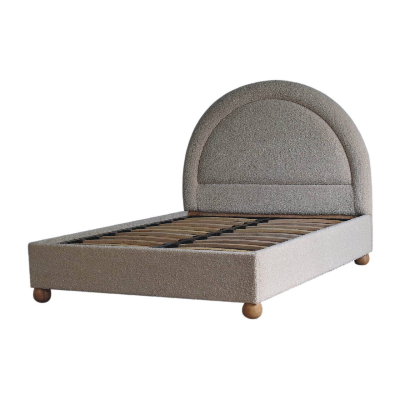 Cream Boucle Double Bed-2