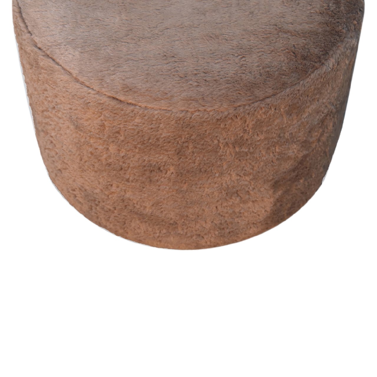 Mocha Faux Fur Round Footstool-4