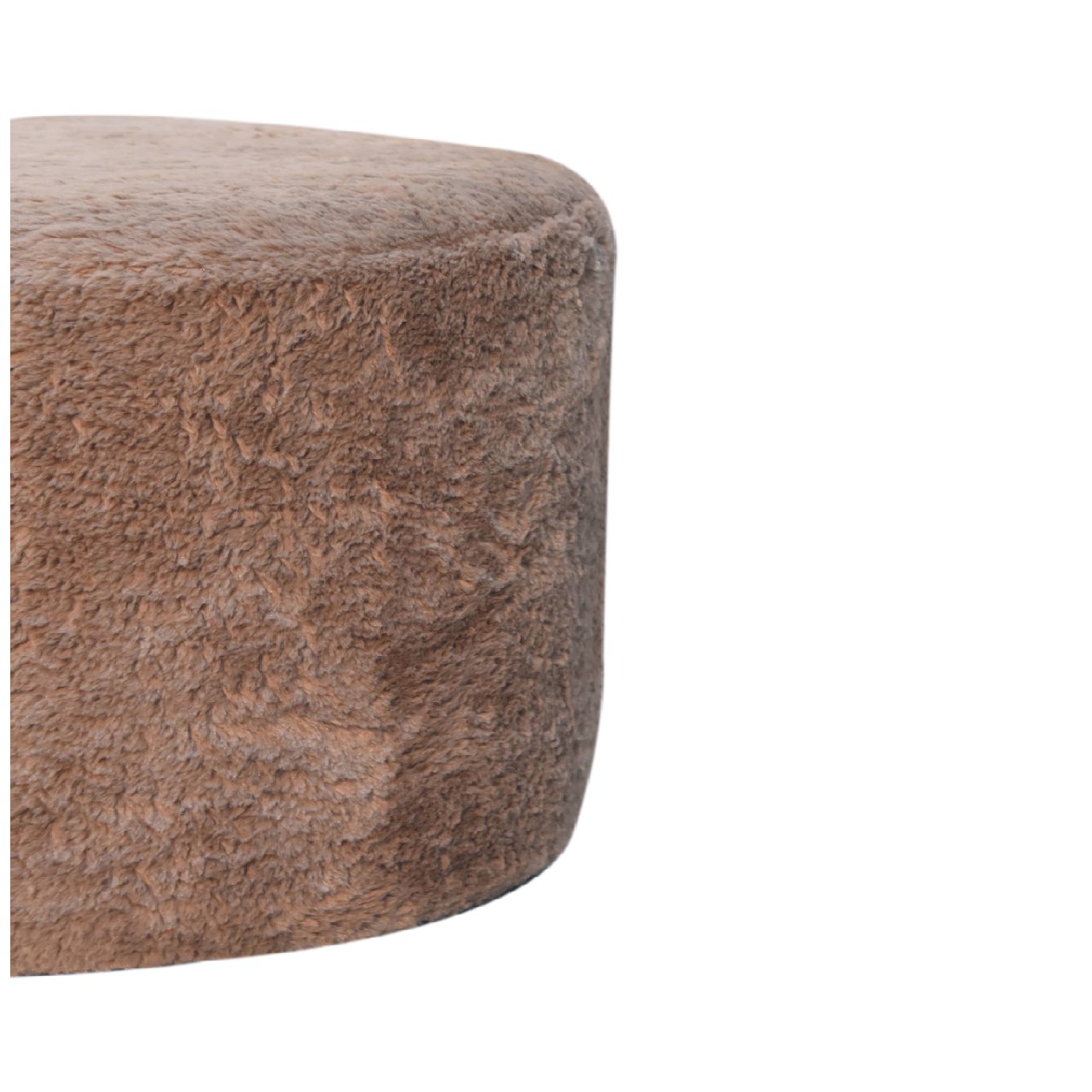 Mocha Faux Fur Round Footstool-5