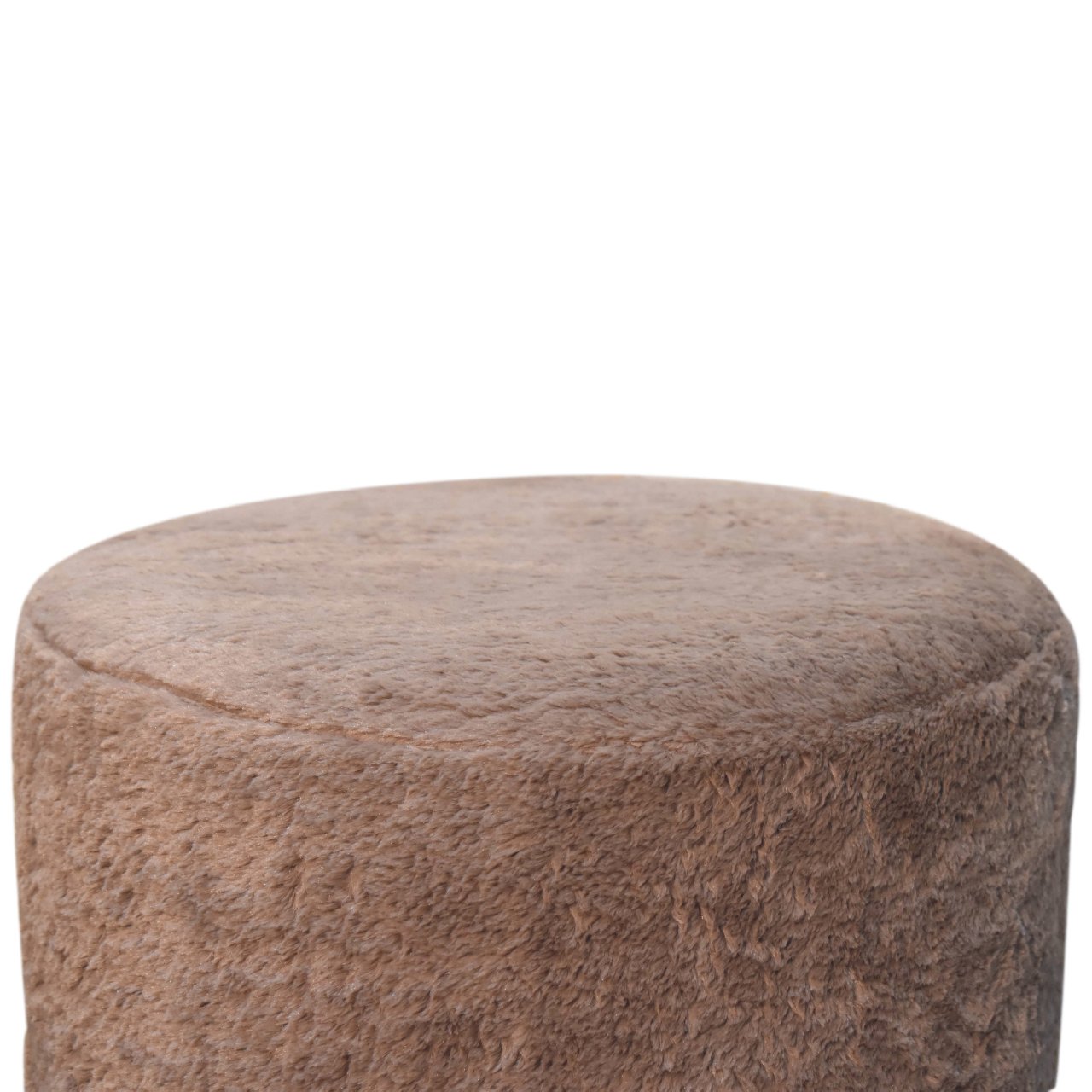 Mocha Faux Fur Round Footstool-6