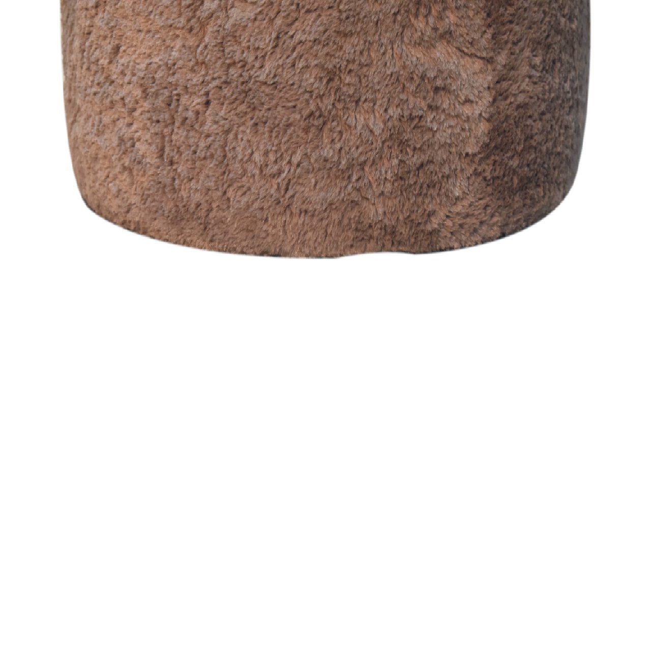 Mocha Faux Fur Round Footstool-7