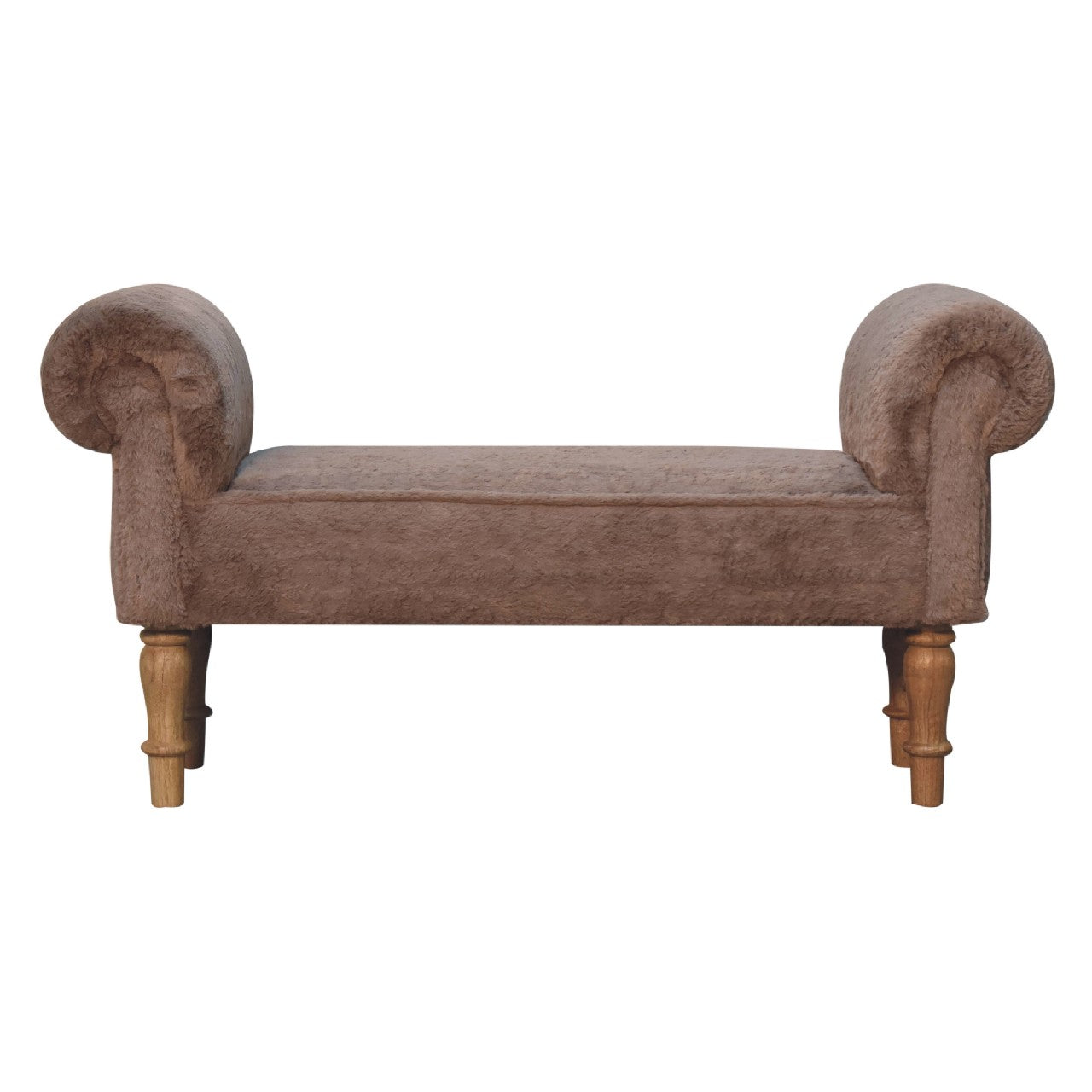 Mocha Faux Fur Bedroom Bench-0