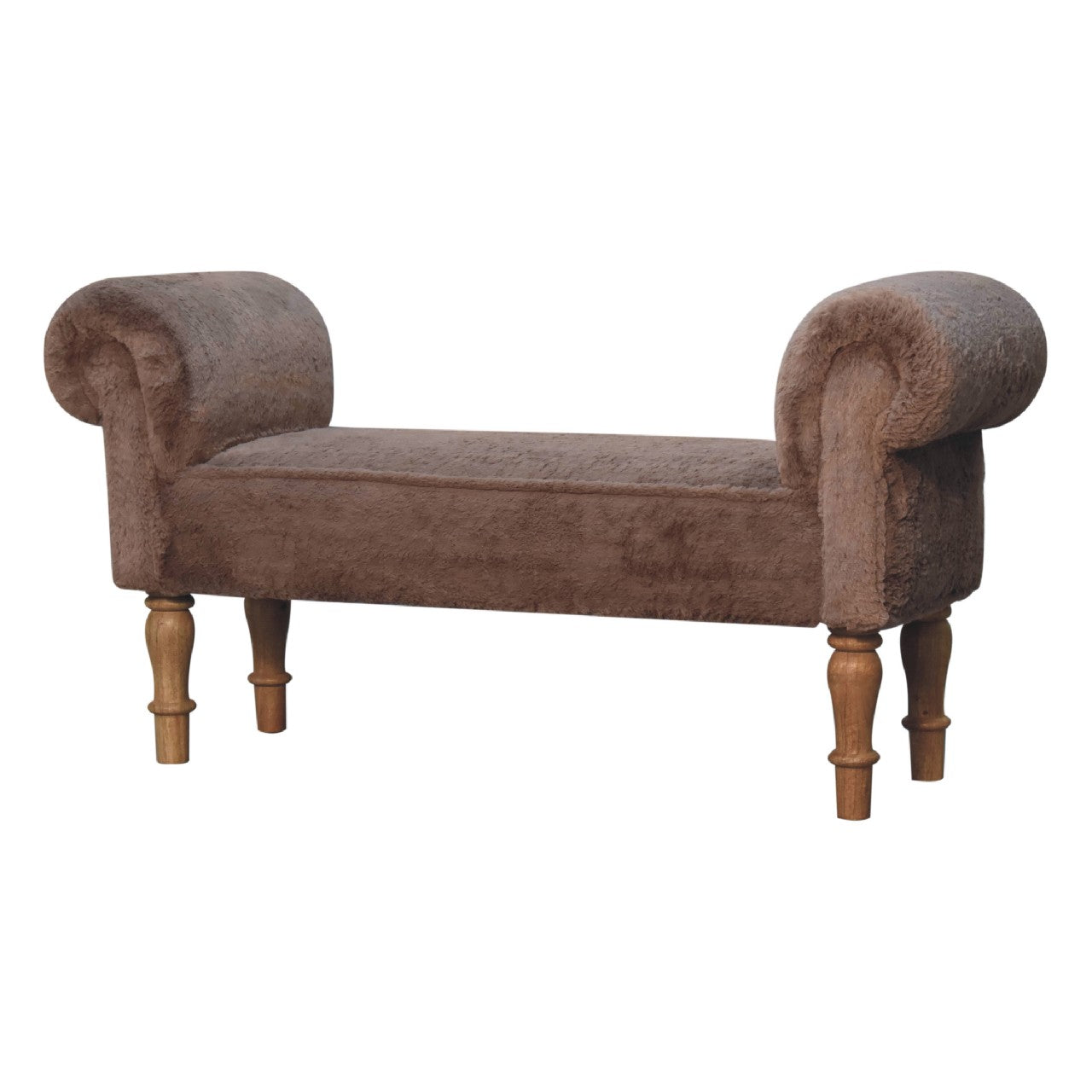 Mocha Faux Fur Bedroom Bench-2
