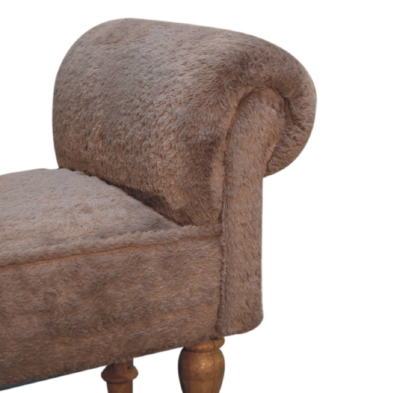 Mocha Faux Fur Bedroom Bench-4