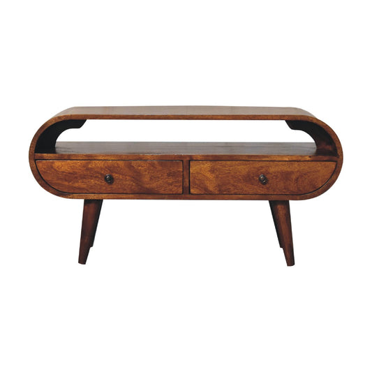 Chestnut Circular TV Stand-1