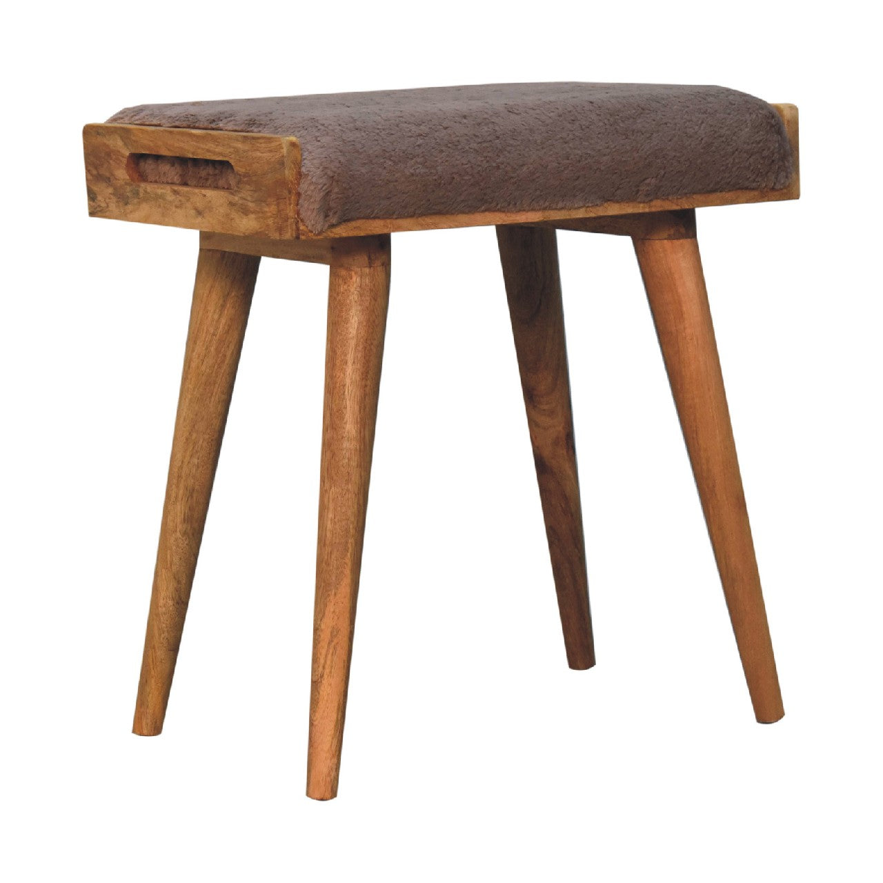 Mocha Faux Fur Style Footstool-1