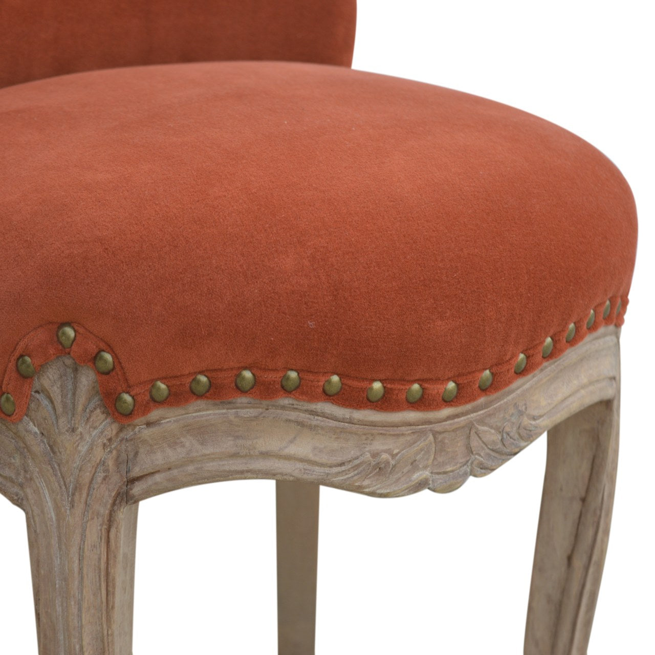 Brick Red Velvet Studded Chair for resell