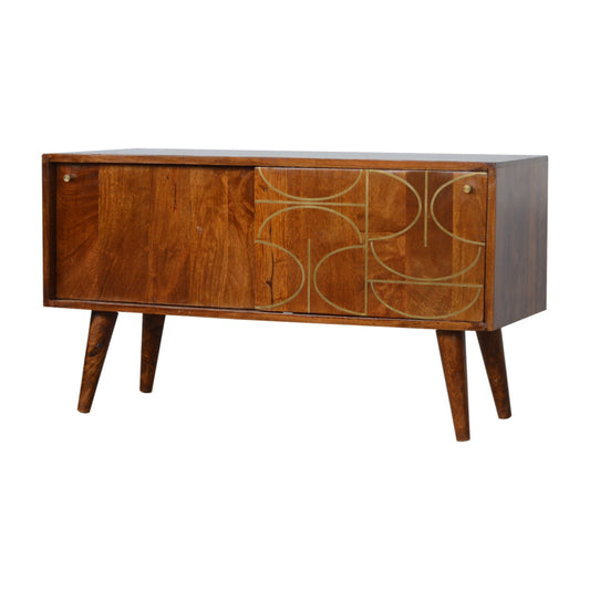 Chestnut Abstract Inlay Sideboard-1