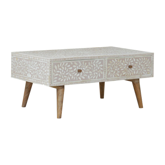 Taupe Floral Bone Coffee Table-1