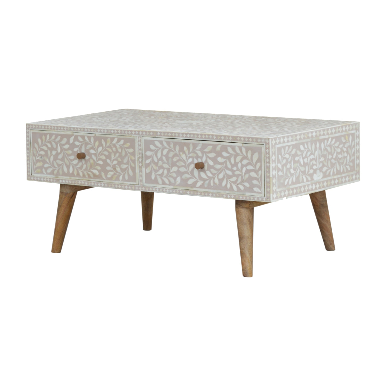 Taupe Floral Bone Coffee Table-2