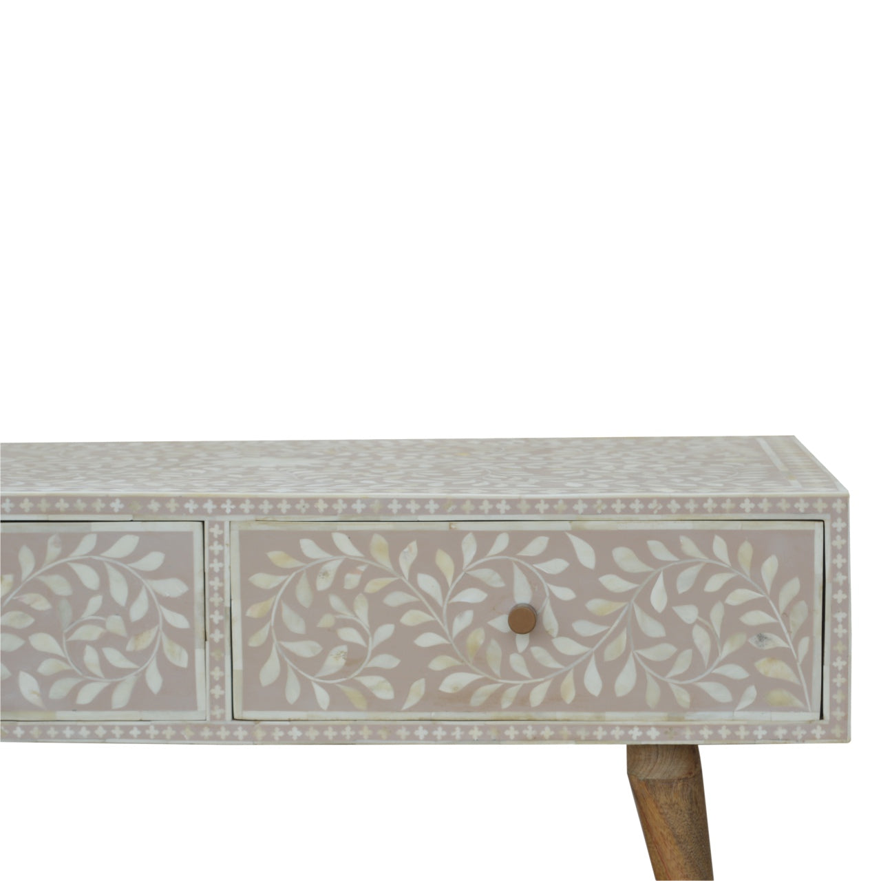 Taupe Floral Bone Coffee Table-4