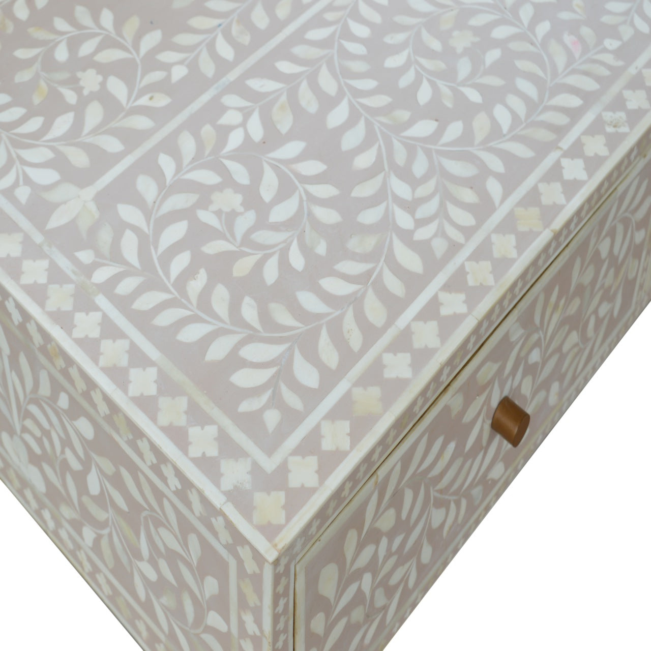 Taupe Floral Bone Coffee Table-7