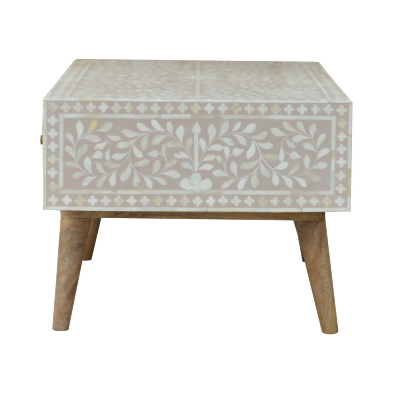 Taupe Floral Bone Coffee Table-8