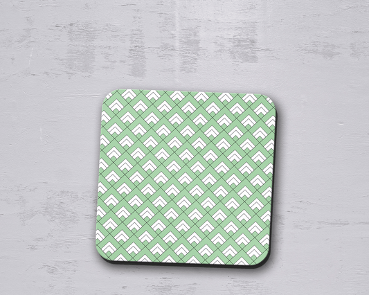 Green and White Geometric Tiles Design Coasters, Table Decor Drinks Mat