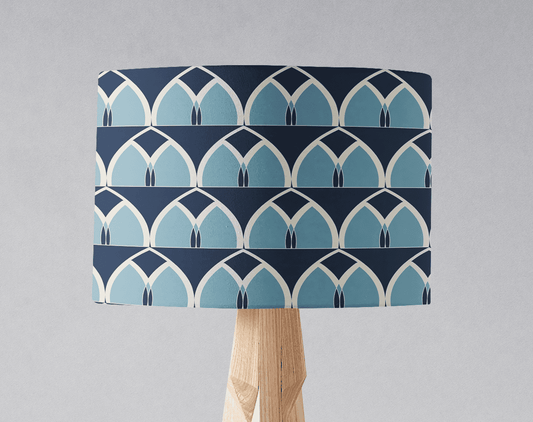 Blue Geometric Arches Design Lampshade, Ceiling or Table Lamp Shade