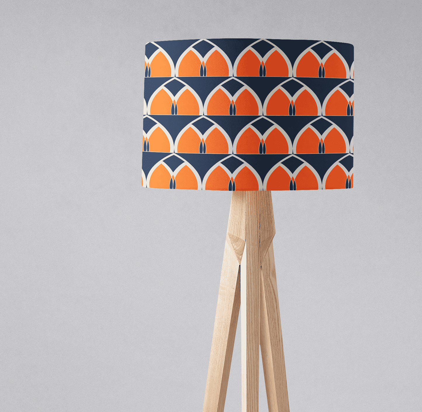 Navy Blue and Orange Retro Geometric Design Lampshade, Ceiling or Table Lamp Shade