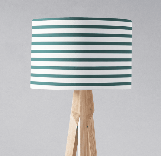 Teal and White Geometric Striped Lampshade, Ceiling or Table Lamp Shade