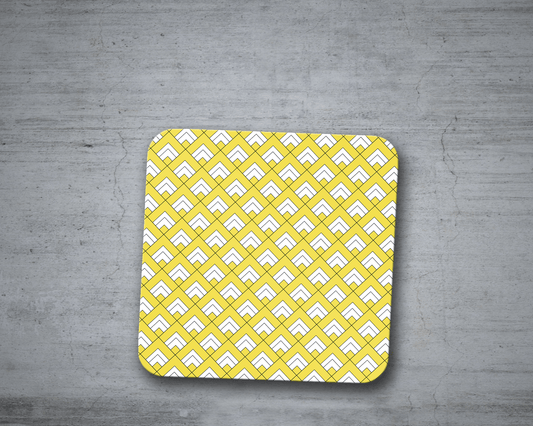 Yellow and White Geometric Tiles Design Coasters, Table Decor Drinks Mat