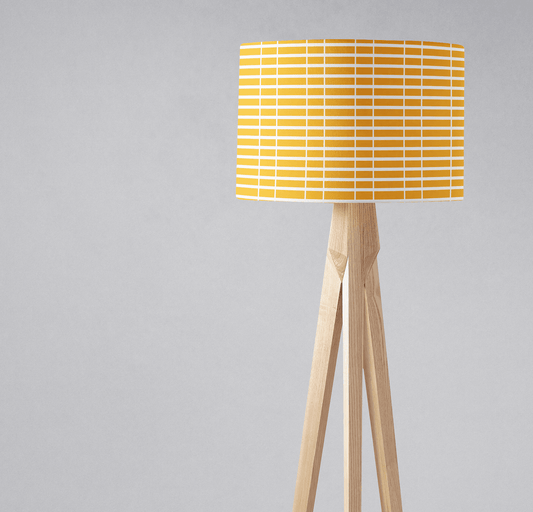 Yellow with White Geometric Stripes Lampshade, Ceiling or Table Lamp Shade