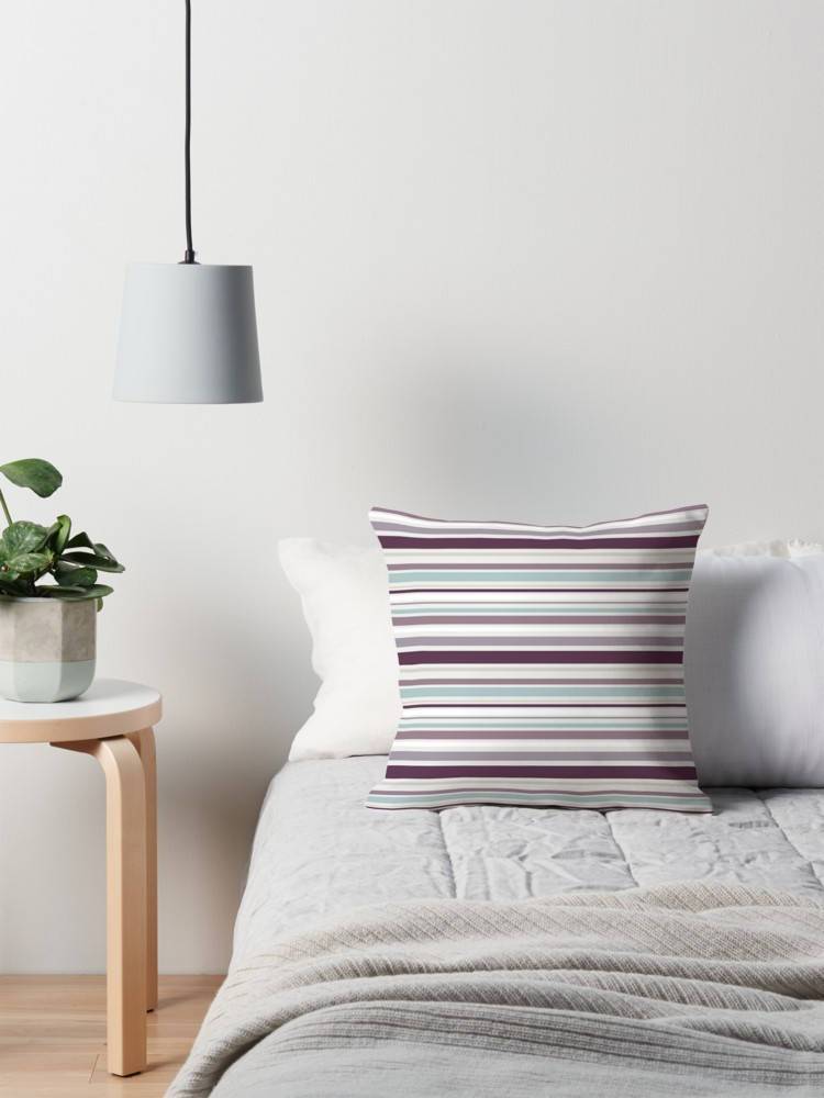 Purple and Duck Egg Blue Striped Cushion, Throw Pillow