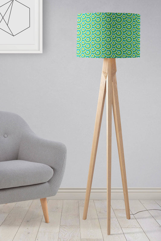 Green with a 70's Retro Circles DesignLampshade, Ceiling or Table Lamp Shade