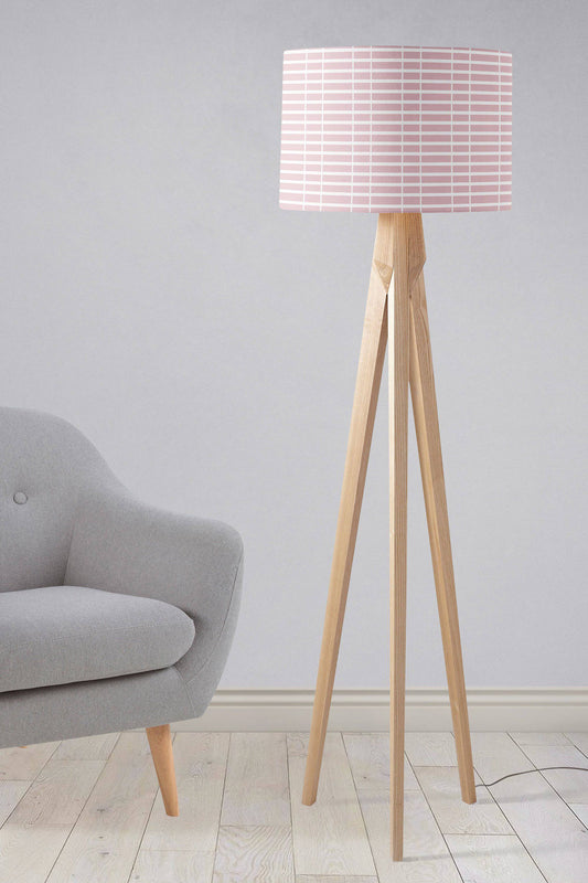 Pink Lampshade with a White Lines Geometric Design, Ceiling or Table Lamp Shade