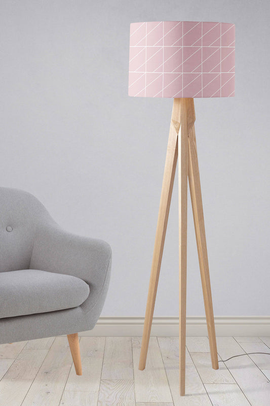 Blush Pink with a White Geometric Design Lampshade, Ceiling or Table Lamp Shade