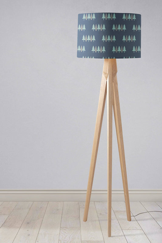 Dark Blue Scandinavian Forest Lampshade, Ceiling or Table Lamp Shade