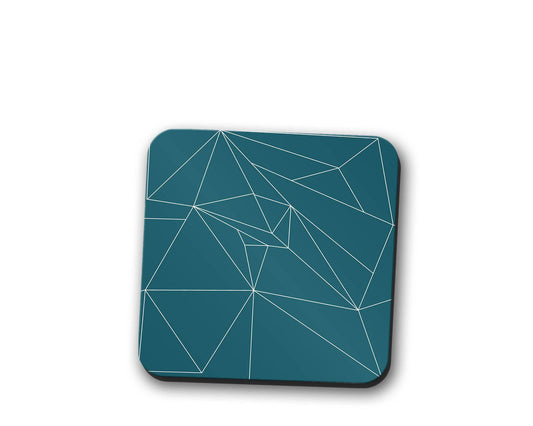 Teal Coasters with a White Line Geometric Design, Table Decor Drinks Mat