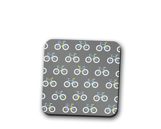 Grey Coaster with a Bicycle Design, Table Decor Drinks Mat