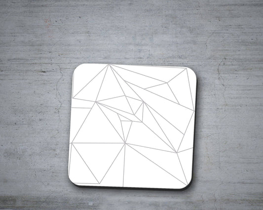 White Coasters with a Grey Geometric Line Design, Table Decor Drinks Mat