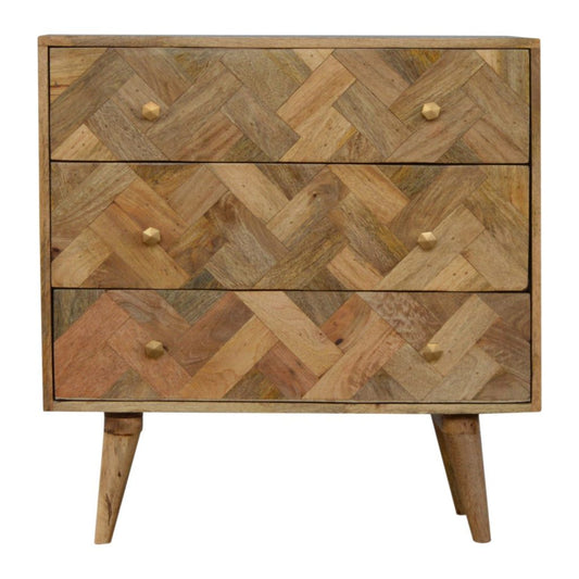 3 Drawer Zig-Zag Patterned Patchwork Chest-1