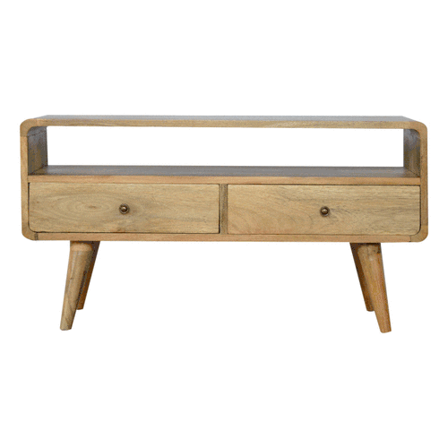 Curved Oakish Media Unit