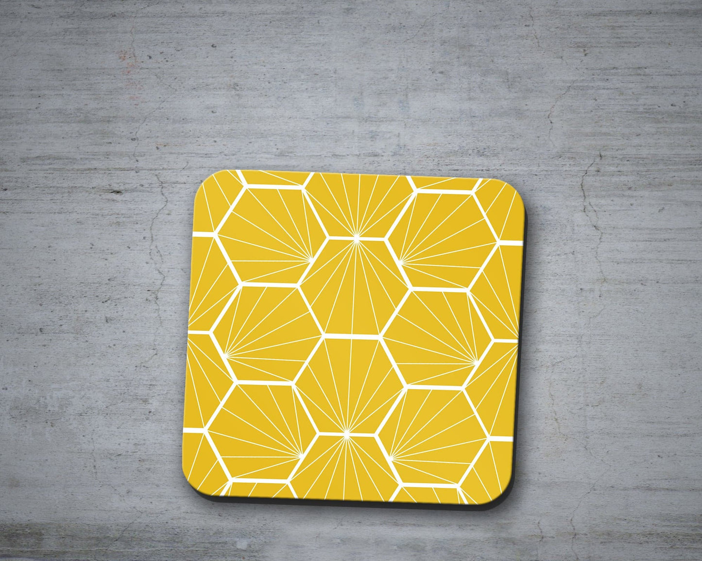 Lemon Yellow Geometric Hexagons Placemats, Set of 4 or Set of 6