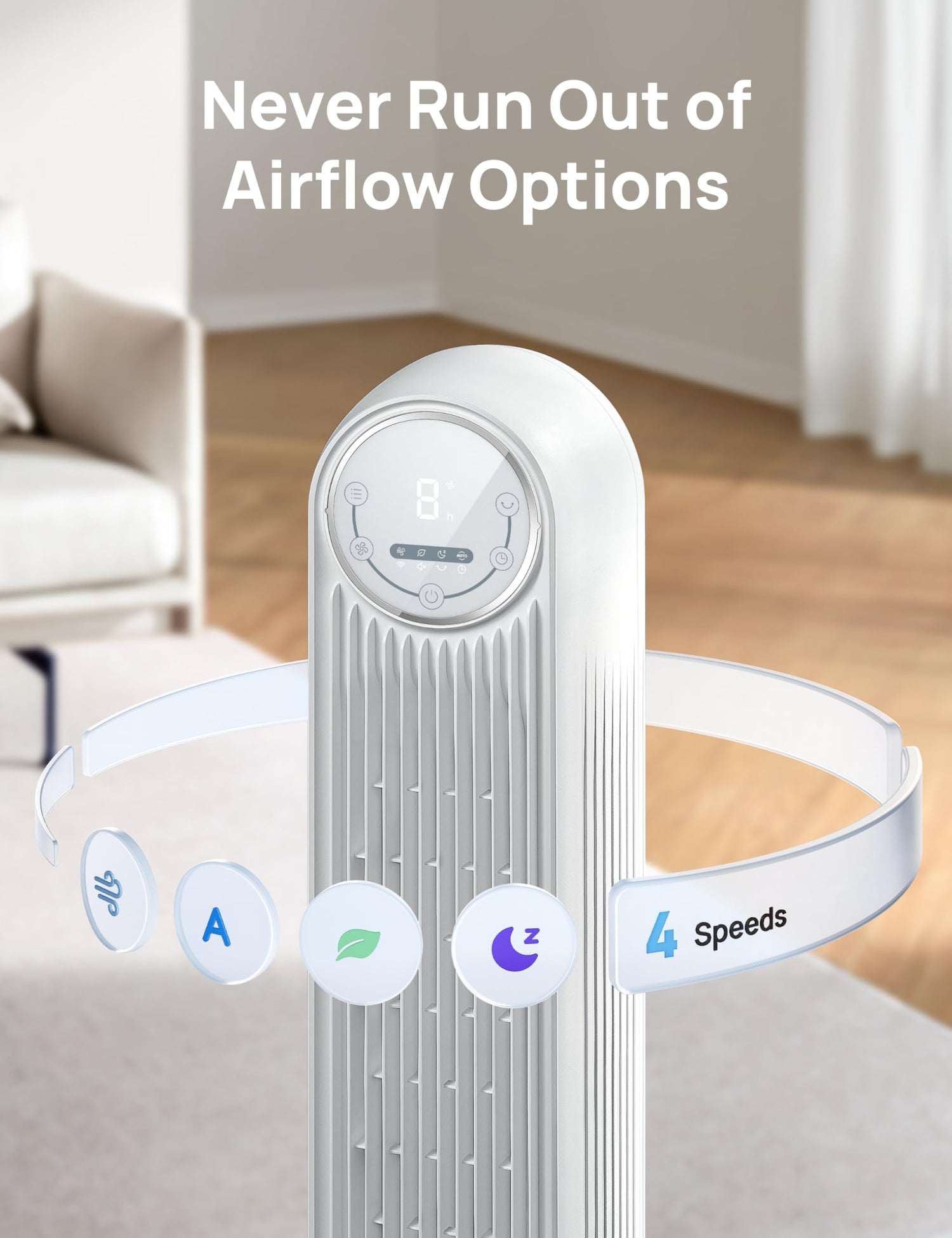 Portable oscillating tower fans with timer