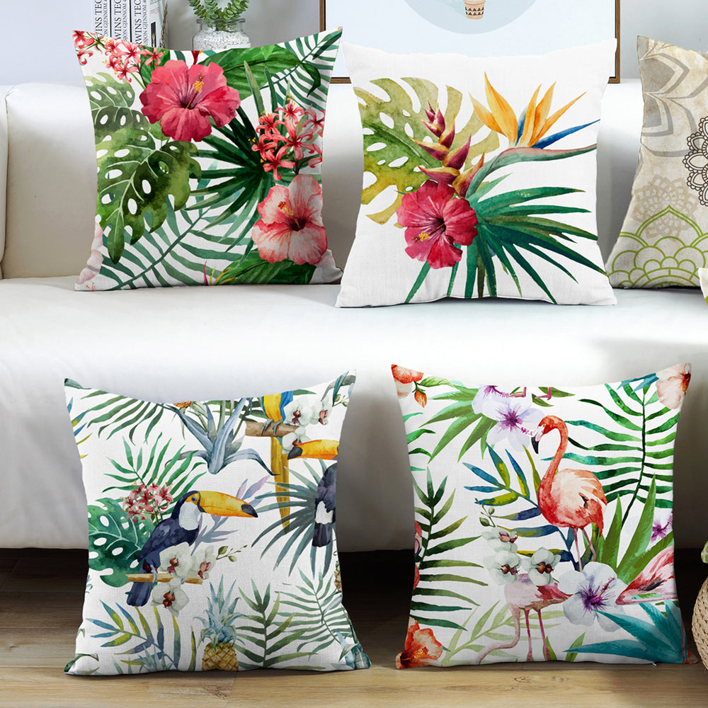 Water Resistant Stain Resistant Outdoor Floral Pattern Cushion Covers for Home Garden Outdoor 45x45cm - Set of 1-1