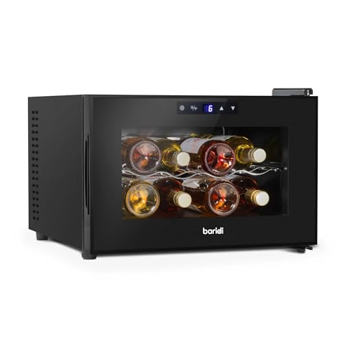 Baridi 28 Bottle Wine Cooler Fridge with Digital Touch Screen Controls & LED Light, Black - DH10