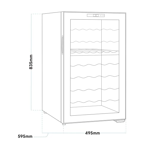 Baridi 28 Bottle Wine Cooler Fridge with Digital Touch Screen Controls & LED Light, Black - DH10