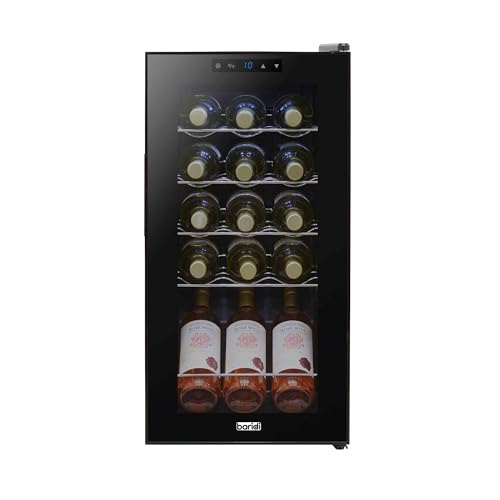 Baridi 28 Bottle Wine Cooler Fridge with Digital Touch Screen Controls & LED Light, Black - DH10