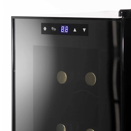 Baridi 28 Bottle Wine Cooler Fridge with Digital Touch Screen Controls & LED Light, Black - DH10