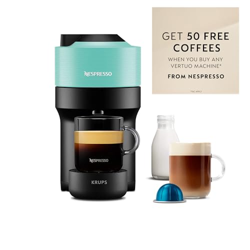 Nespresso Coffee Machine Baritsa Bundle includes Vertuo Pop White by Krups, Milk Frother, 2xNespresso Mugs, 2 x spoons, Melozio Nespresso coffee pods & Chiaro Nespresso coffee pods