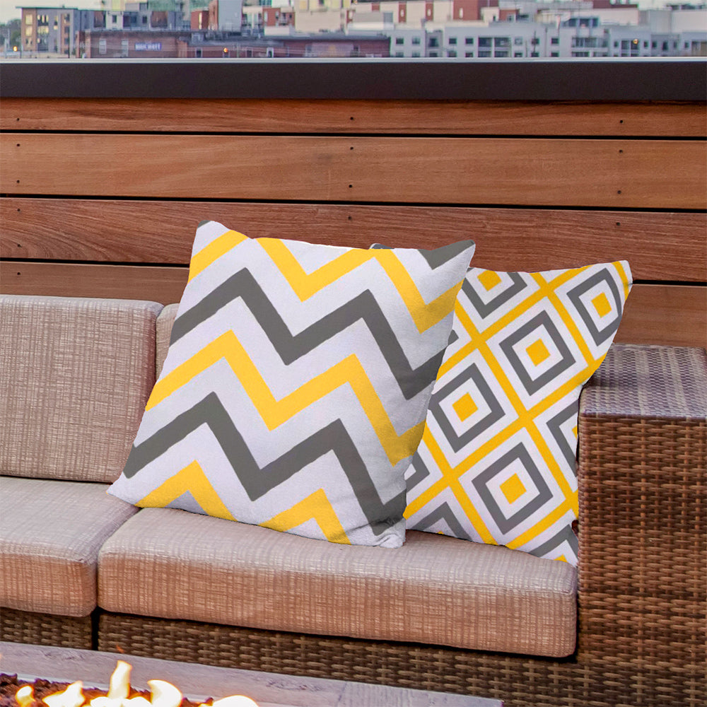 Water Resistant/Outdoor Cushion Covers for Home Garden Outdoor 45x45cm - Yellow Colour (Set of 6 & 4)-3