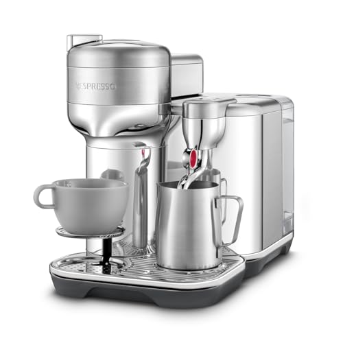 Nespresso Vertuo Creatista Automatic Pod Coffee Machine with Milk Frother Wand for Cappuccino, Flat White and Espresso by Sage, Stainless Steel