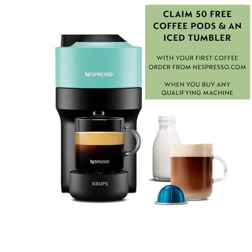 Nespresso Krups Vertuo Pop Coffee Pod Machine, Baritsa Bundle, includes White Vertuo Pop Coffee Pod Machine, 1x Milk Frother, 2x Mugs, 2x spoons, Melozio coffee pods & Chiaro coffee pods