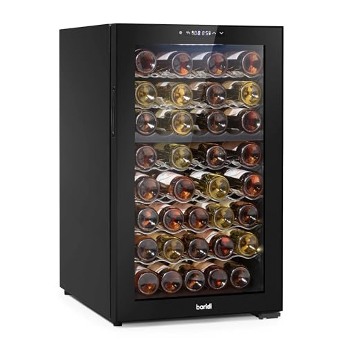 Baridi 28 Bottle Wine Cooler Fridge with Digital Touch Screen Controls & LED Light, Black - DH10